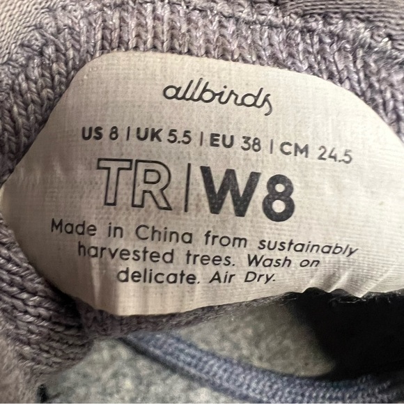 Allbirds Tree Runners Women's Size 8 Whitecap Blue Running Shoes Sneakers Wool - Picture 10 of 10